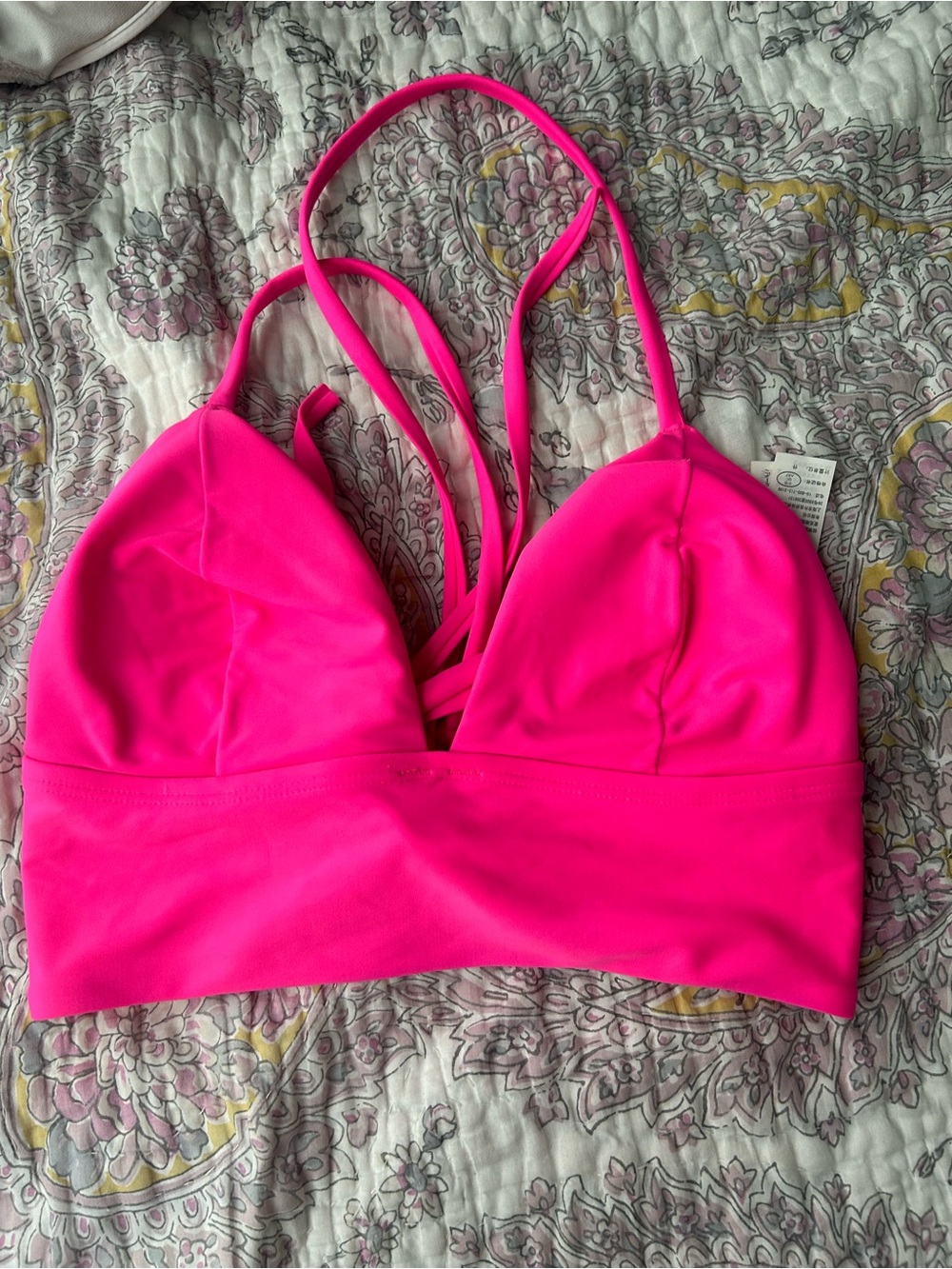 Hollister Neon Pink Strappy Swim Bralette